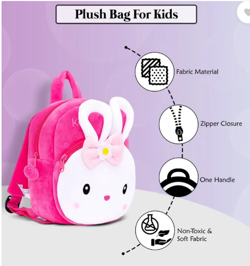 Kids school bag made with fine quality of Fabric school bag PINK Minnie 2 to 5 Year girls